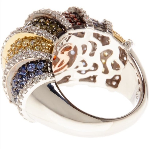 Suzy Levian Multi color Sterling Silver Ring Gorgeous! Perfect Holiday gift! - Picture 4 of 15